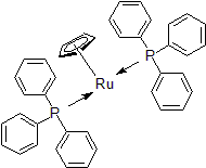 Picture of Chloro(cyclopentadienyl)bis(triphenylphosphine)ruthenium(II) ethanol adduct, Ru 13.1%