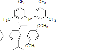 Picture of 2-{Bis[3,5-bis(trifluoromethyl)phenyl]phosphino}-3,6-dimethoxy -2′,4′,6′-triisopropyl-1,1′-biphenyl, 98%