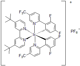 Picture of [4,​4'-​Bis(tert-butyl)​-​2,​2'-​bipyridine]​bis[3,​5-​difluoro-​2-​[5-​(trifluoromethyl)​-​2-​pyridinyl]​phenyl]​iridium(III) hexafluorophosphate, 95%