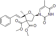 Picture of Dimethyl-2-methyl-5-(5-methyl-2,4-dioxo-3,4-dihydropyrimidin-1(2H)-yl)-2-((E)-styryl)dihydrofuran-3,3(2H)-dicarboxylate, 95% (2:1 dr)