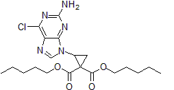 Picture of Dipentyl 2-(2-amino-6-chloro-9H-purin-9-yl)cyclopropane-1,1-dicarboxylate, 95%