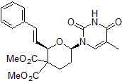 Picture of Dimethyl-6-(5-methyl-2,4-dioxo-3,4-dihydropyrimidin-1(2H)-yl)-2-((E)-styryl)dihydro-2H-pyran-3,3(4H)-dicarboxylate, 95% (2.5:1 dr)