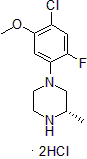 Picture of (3S)-1-(4-Chloro-2-fluoro-5-methoxyphenyl)-3-methylpiperazine hydrochloride, 95%