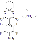 Picture of 3-(2,3,5,6-Tetrafluoro-4-nitro-phenyl)-1,5-dioxa-spiro[5.5]undecane-2,4-dione diisopropyl ethyl ammonium salt, 95%