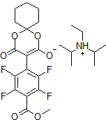 Picture of 4-(2,4-Dioxo-1,5-dioxa-spiro[5.5]undec-3-yl)-2,3,5,6-tetrafluoro-benzoic acid methyl ester diisopropyl ethyl ammonium salt, 98%