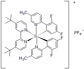 Picture of [4,​4'-​Bis(tert-butyl)​-​2,​2'-​bipyridine]​bis[3,​5-​difluoro-​2-​[5-methyl​-​2-​pyridinyl]​phenyl]​iridium(III) hexafluorophosphate, 95%